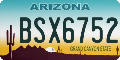 AZ license plate BSX6752
