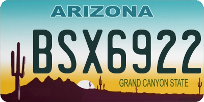 AZ license plate BSX6922
