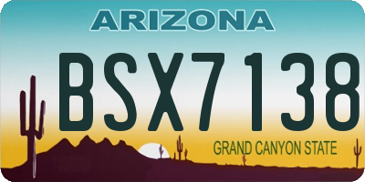 AZ license plate BSX7138