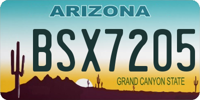 AZ license plate BSX7205