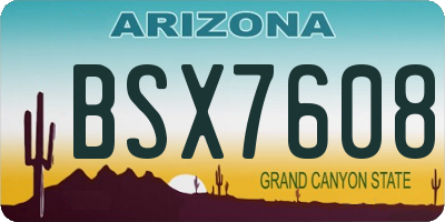 AZ license plate BSX7608