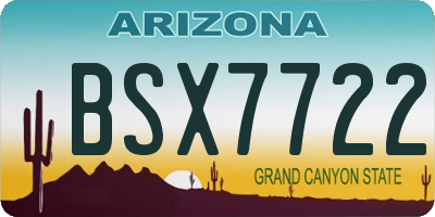 AZ license plate BSX7722