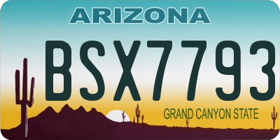 AZ license plate BSX7793