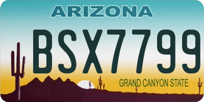 AZ license plate BSX7799