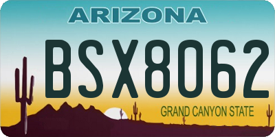 AZ license plate BSX8062