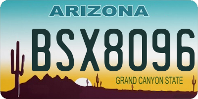 AZ license plate BSX8096