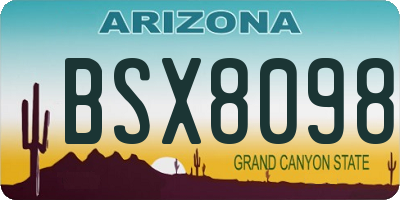 AZ license plate BSX8098