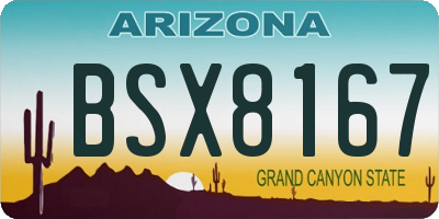 AZ license plate BSX8167