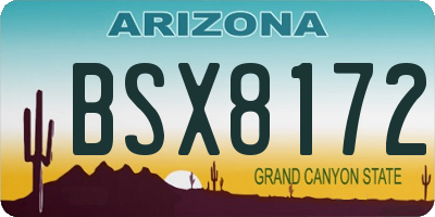 AZ license plate BSX8172