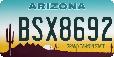 AZ license plate BSX8692