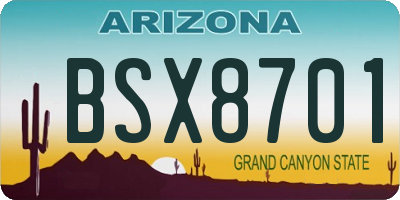 AZ license plate BSX8701