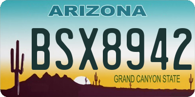 AZ license plate BSX8942