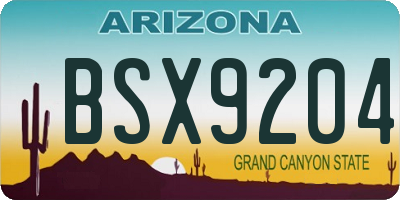 AZ license plate BSX9204