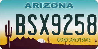 AZ license plate BSX9258
