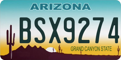AZ license plate BSX9274