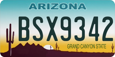 AZ license plate BSX9342