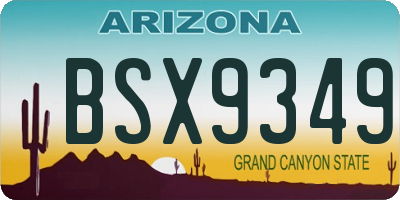 AZ license plate BSX9349