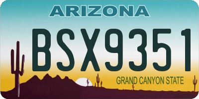 AZ license plate BSX9351