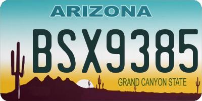 AZ license plate BSX9385