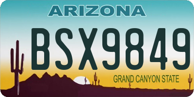 AZ license plate BSX9849