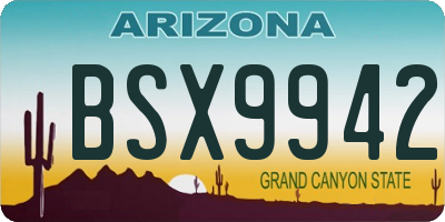 AZ license plate BSX9942