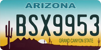 AZ license plate BSX9953