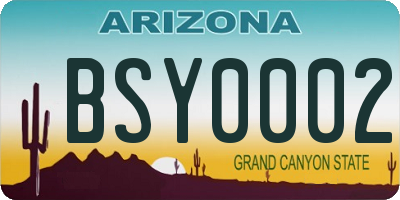 AZ license plate BSY0002