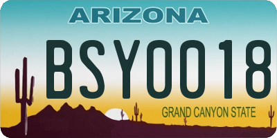 AZ license plate BSY0018