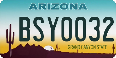 AZ license plate BSY0032