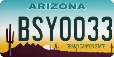 AZ license plate BSY0033