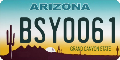 AZ license plate BSY0061