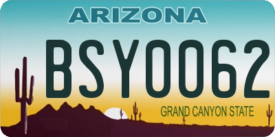 AZ license plate BSY0062