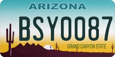 AZ license plate BSY0087