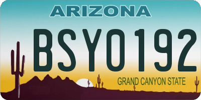 AZ license plate BSY0192