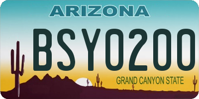 AZ license plate BSY0200