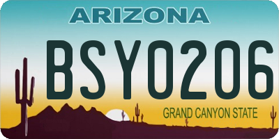 AZ license plate BSY0206