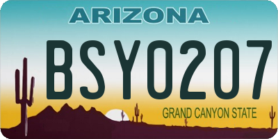 AZ license plate BSY0207