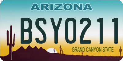 AZ license plate BSY0211