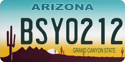 AZ license plate BSY0212