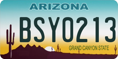 AZ license plate BSY0213