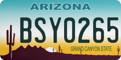 AZ license plate BSY0265