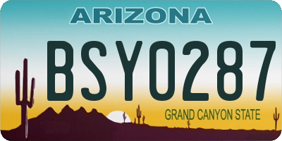 AZ license plate BSY0287