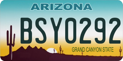 AZ license plate BSY0292