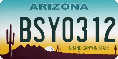 AZ license plate BSY0312