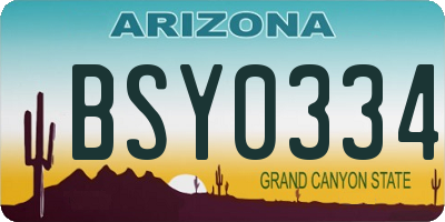 AZ license plate BSY0334