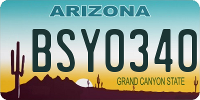 AZ license plate BSY0340