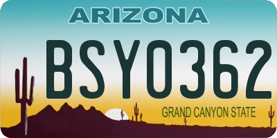 AZ license plate BSY0362