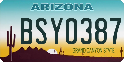 AZ license plate BSY0387