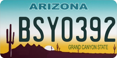 AZ license plate BSY0392