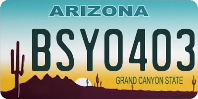 AZ license plate BSY0403